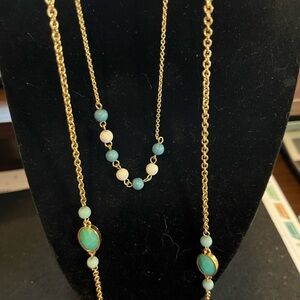 Signed Liz Claiborne gold tone necklace